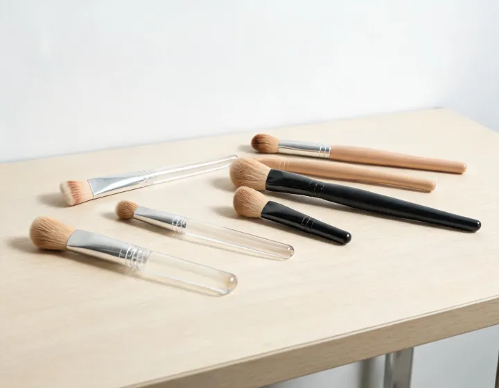 foundation brush manufacturer on a cosmetics bench, illustration only